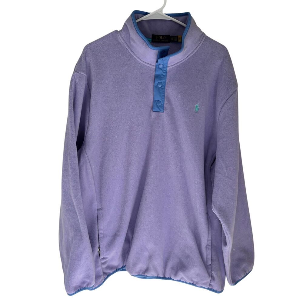 Polo Ralph Lauren Men's Brushed Fleece Mockneck Pullover Lavender XXL - Picture 2 of 9